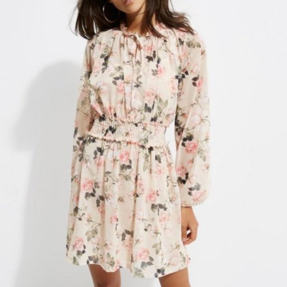 River Island Dresses & Skirts - River Island Cream Rose Long Sleeve Smock Dress 4